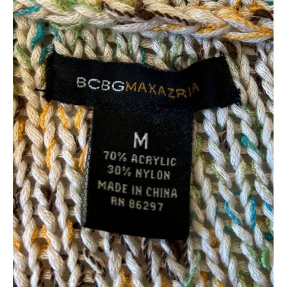 BCBG Maxazria Cardigan Women's M Long Sleeve Knit Button Multicolor Sweater Boho - Picture 9 of 10